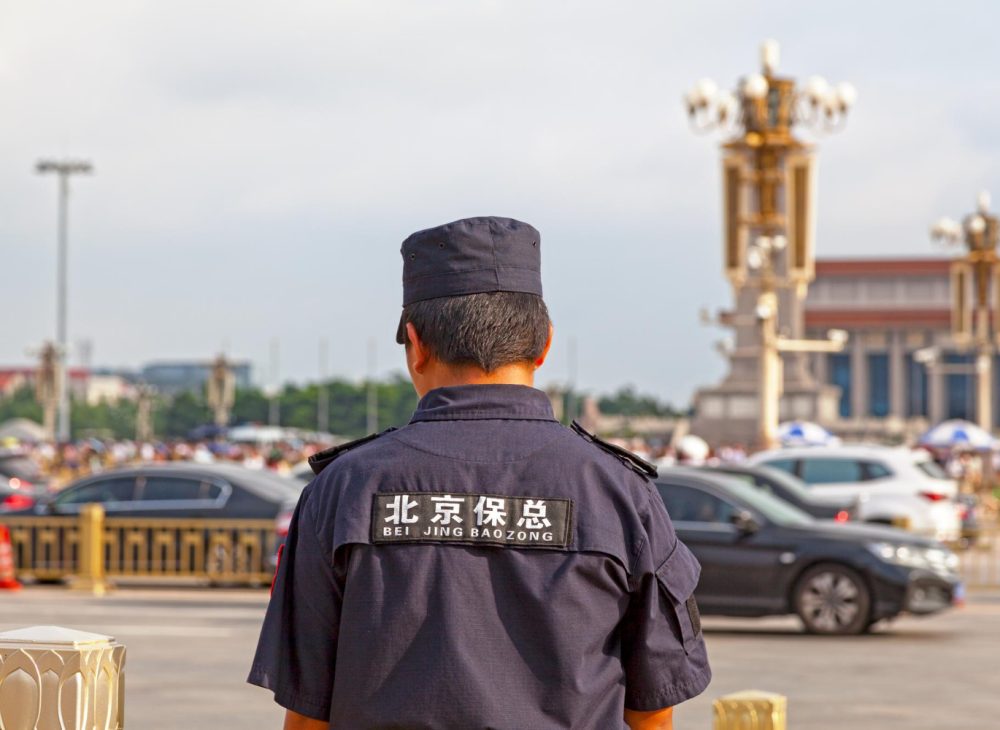 A Beijing baozong police officer starring at traffic.
Photo:  breizhatao/Freepik